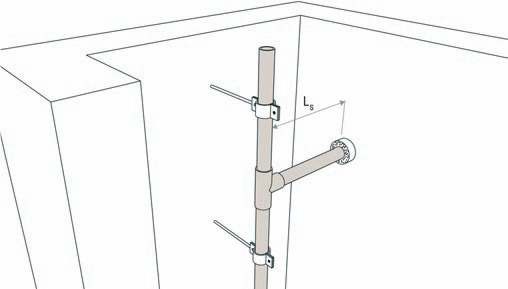 Odpowiednia odległość rury wznośnej od przejścia przez ścianę